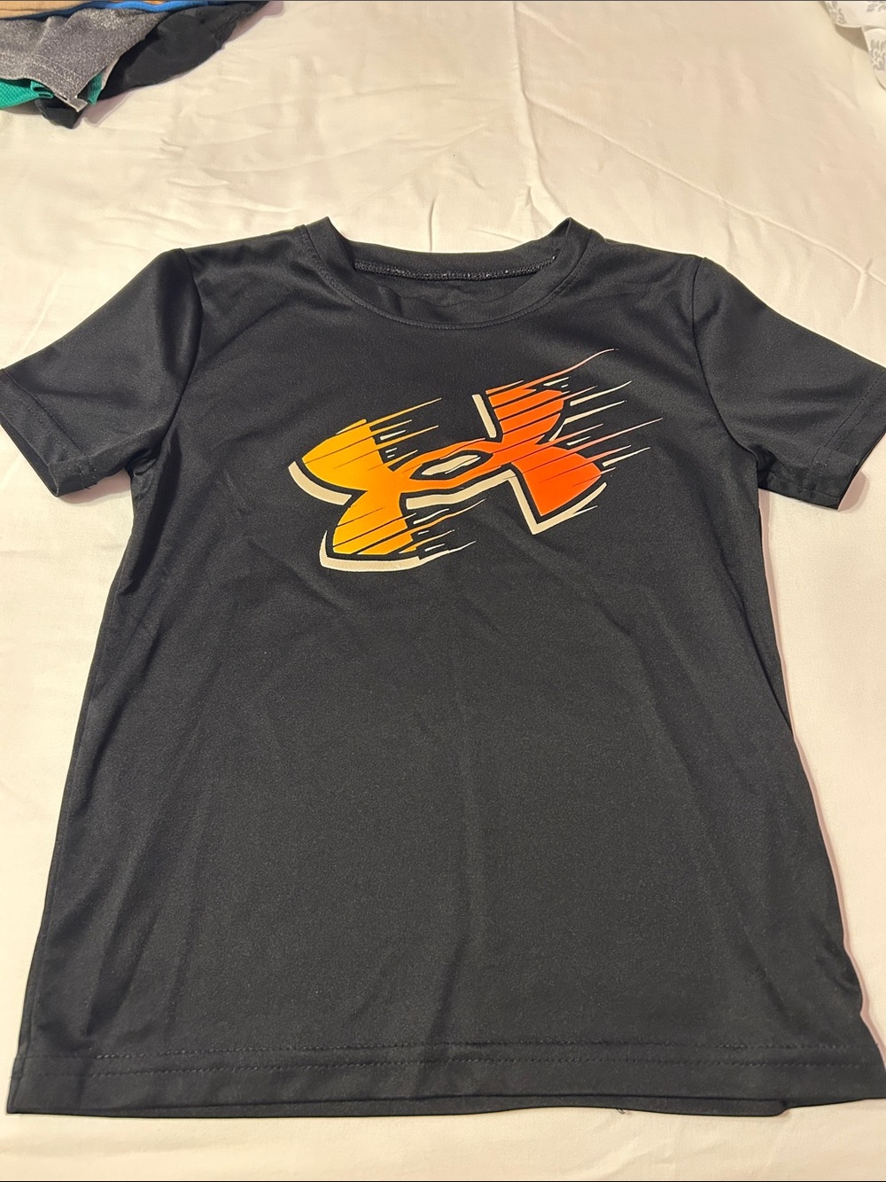 Under Armour Black Short-Sleeve Tee with Orange-Yellow Gradient Logo